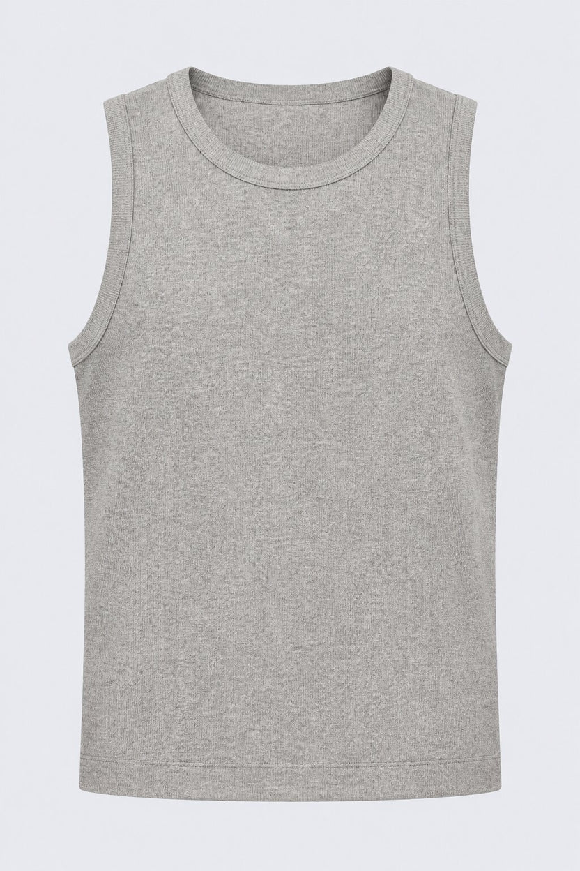 Mens Grey Ribbed Solid T-Shirt - Image 7