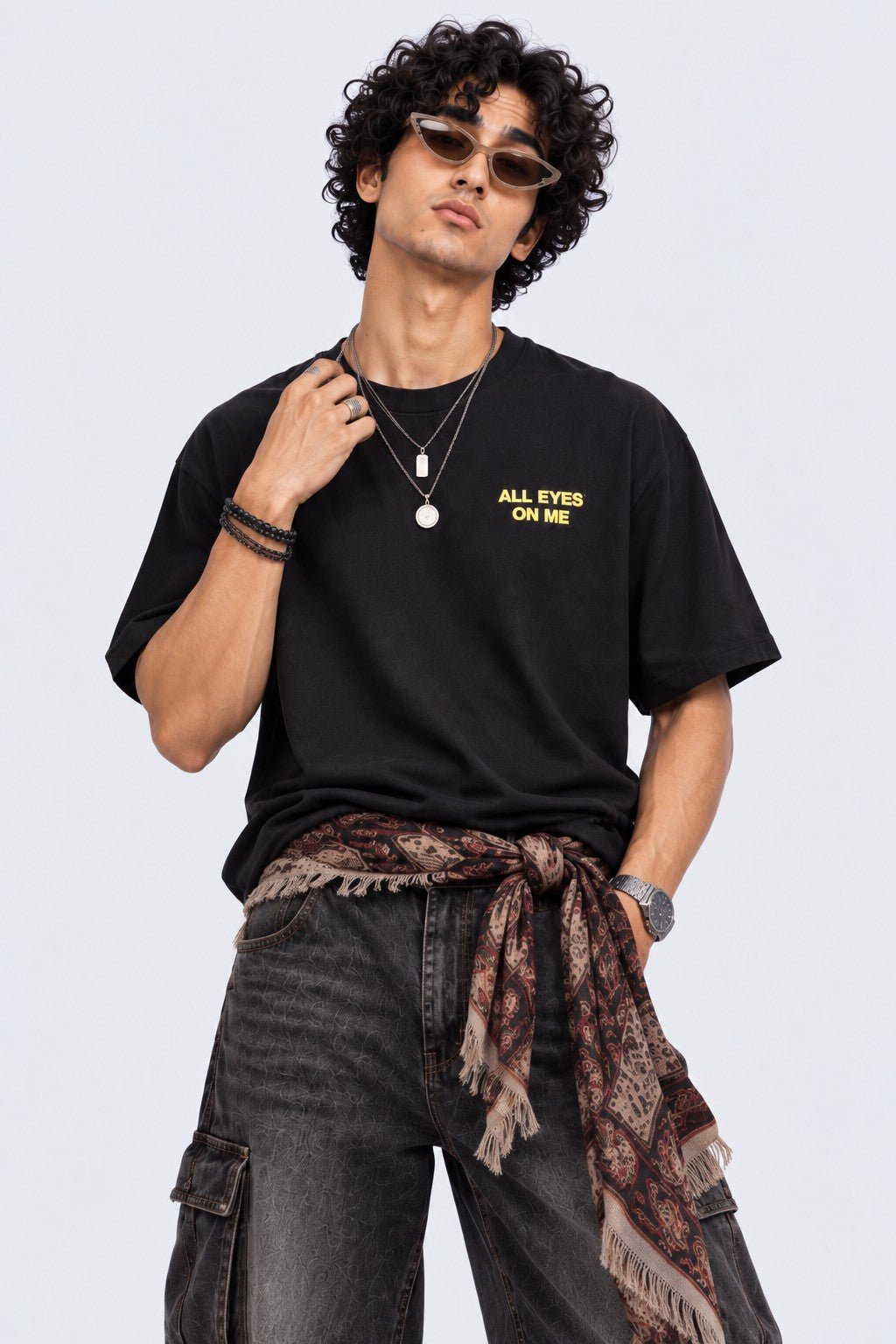 Mens Black Typography Print T-Shirt - Image 1