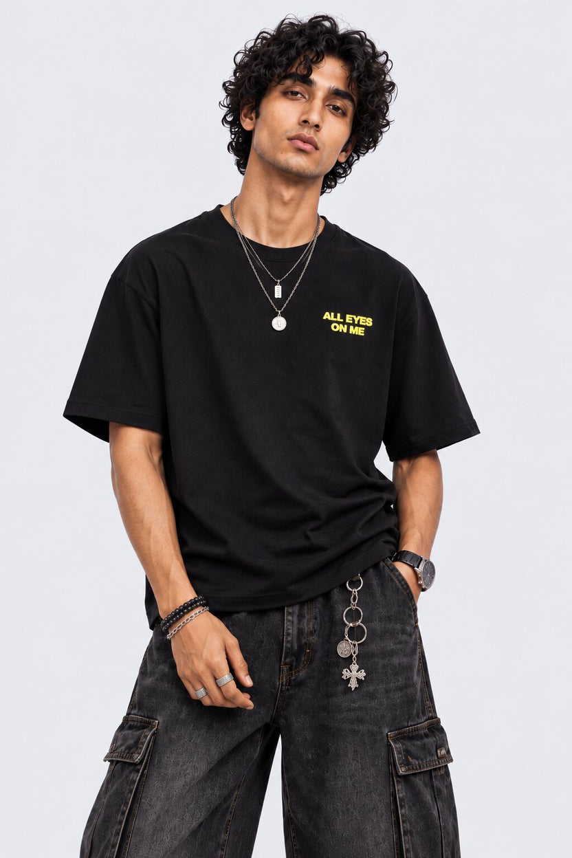 Mens Black Typography Print T-Shirt - Image 2