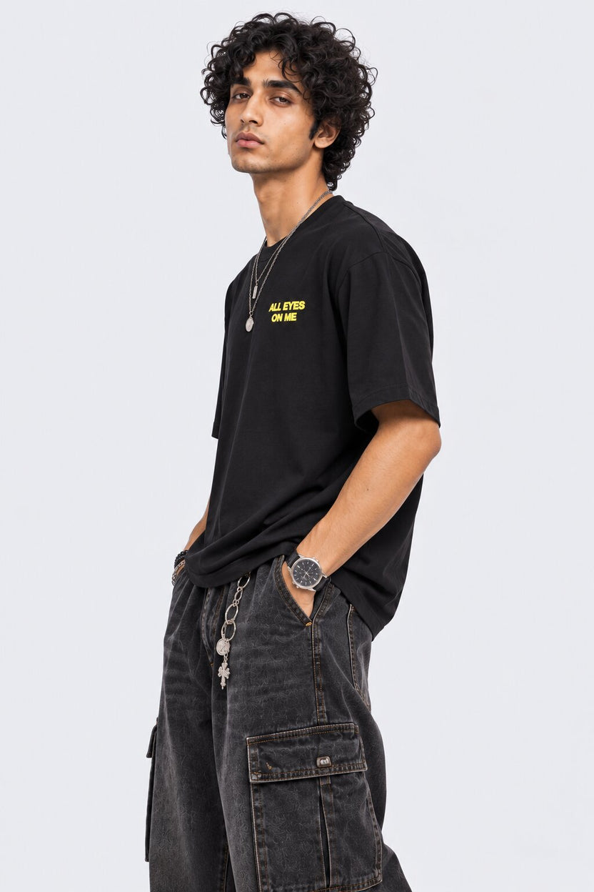 Mens Black Typography Print T-Shirt - Image 4