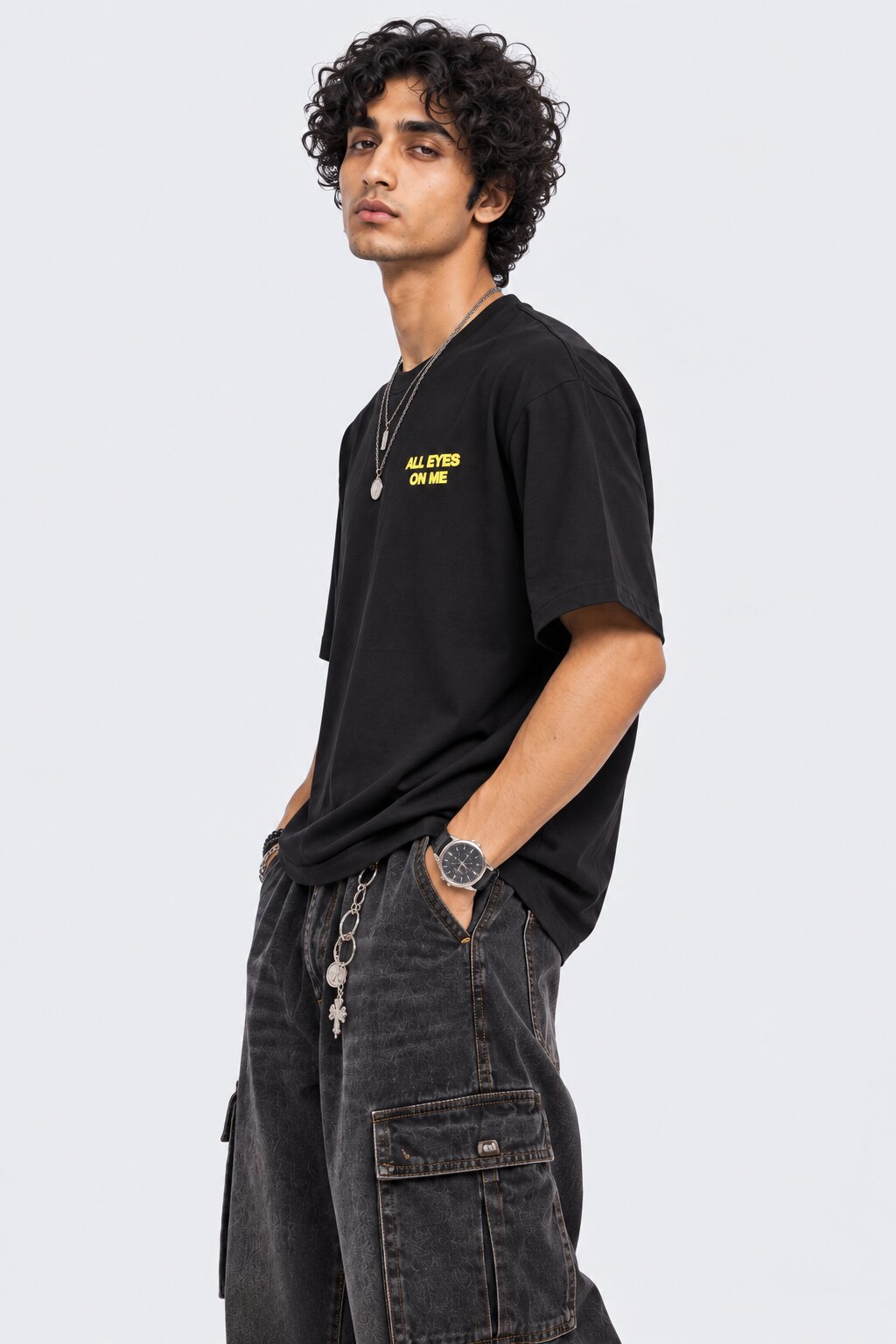 Mens Black Typography Print T-Shirt - Image 4