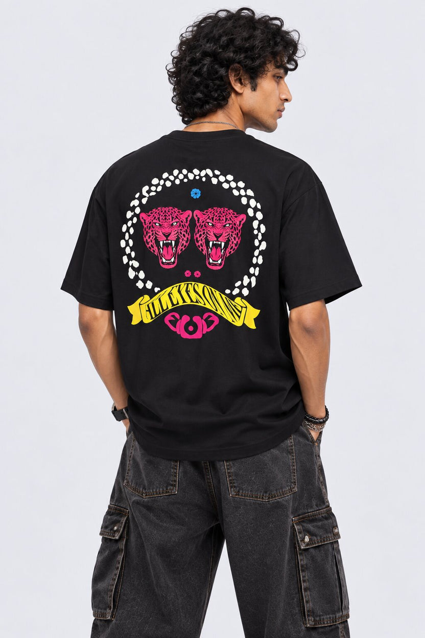 Mens Black Typography Print T-Shirt - Image 5
