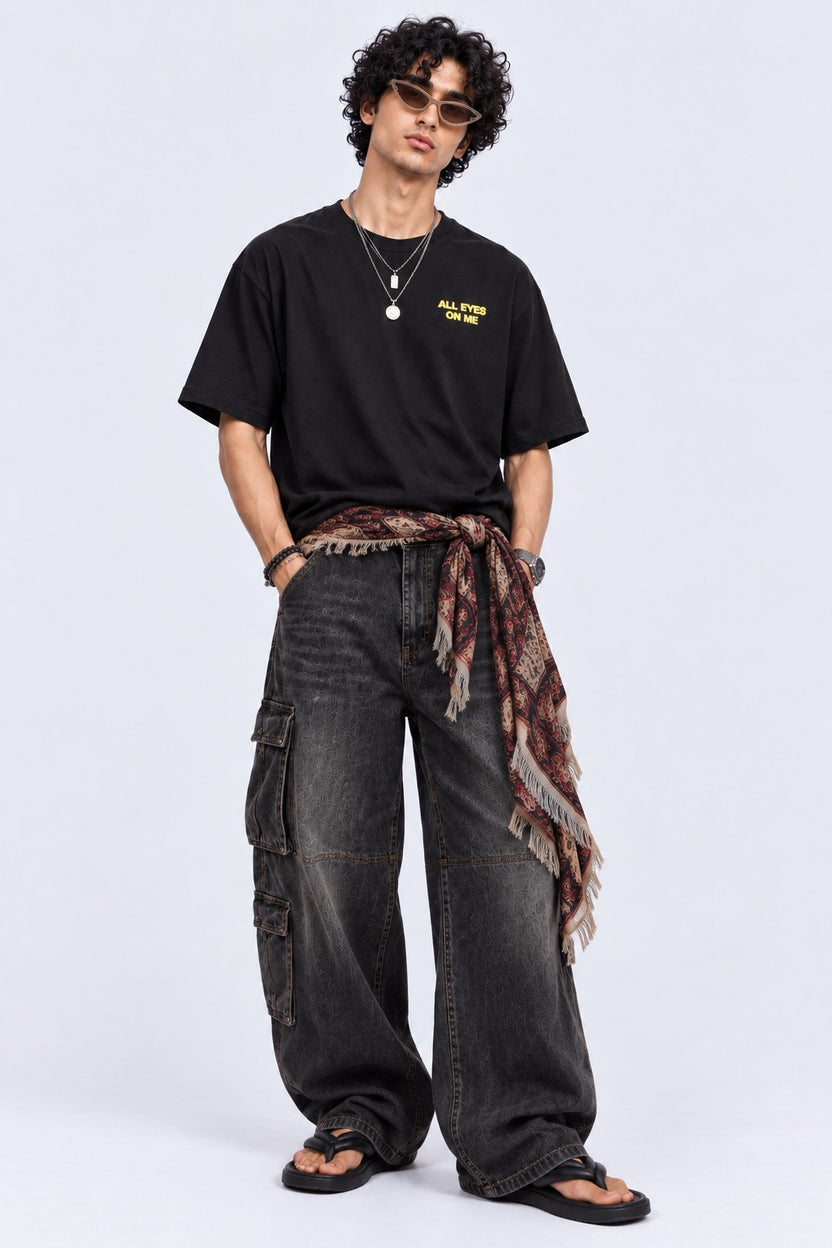 Mens Black Typography Print T-Shirt - Image 6