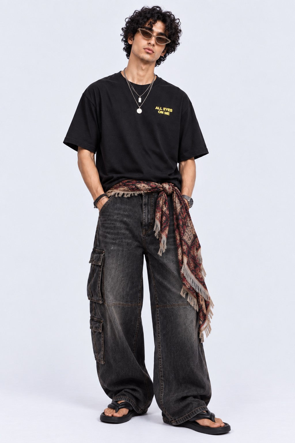 Mens Black Typography Print T-Shirt - Image 6