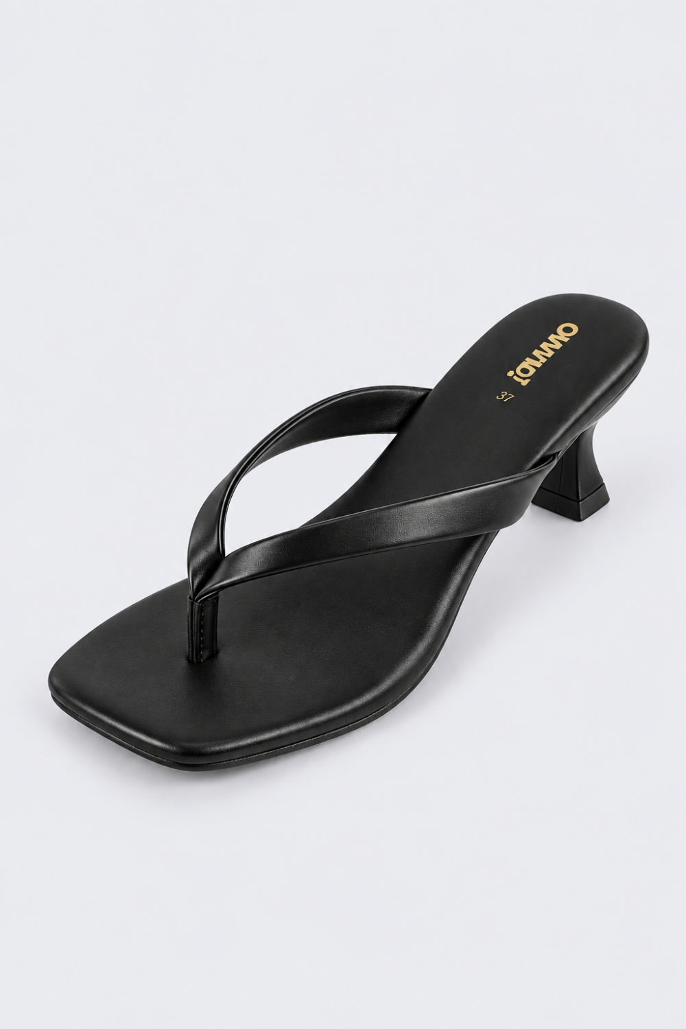Womens Black Toe Ring Heel Sandals - Image 3