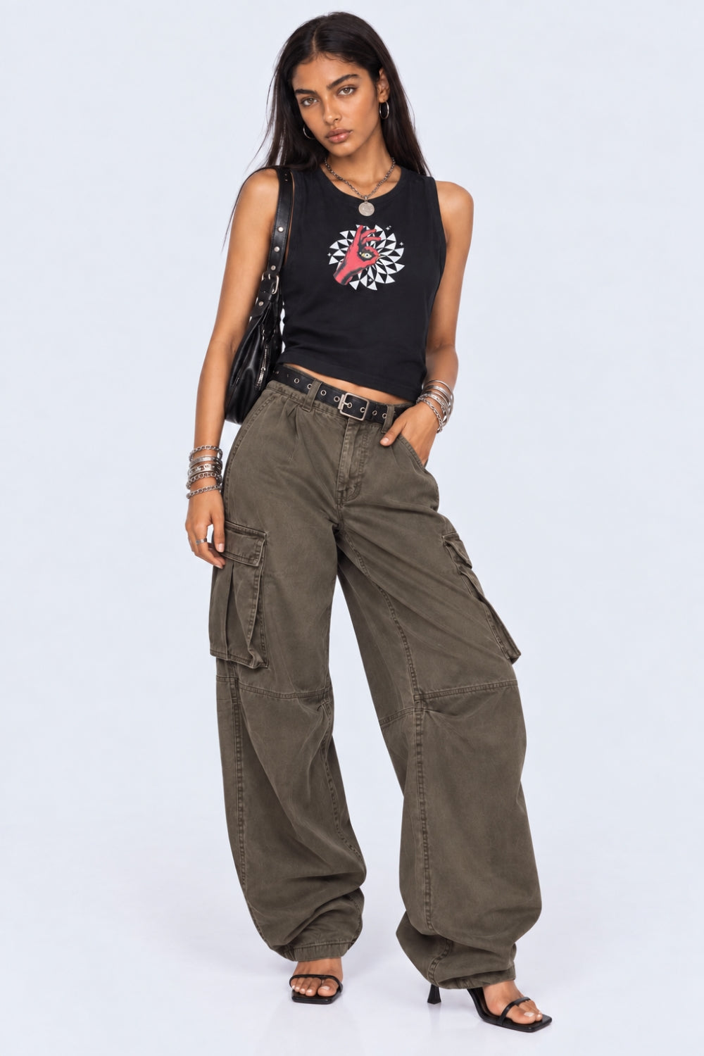 Womens Black Graphic Printed Tank Top - Image 6