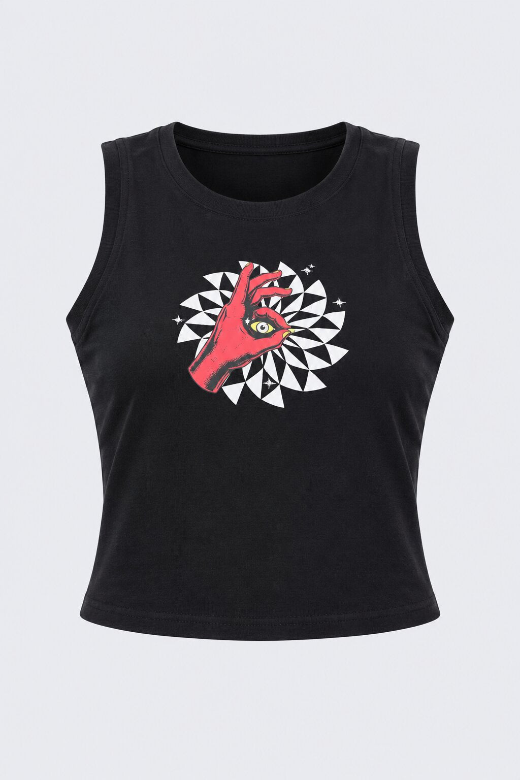 Womens Black Graphic Printed Tank Top - Image 7