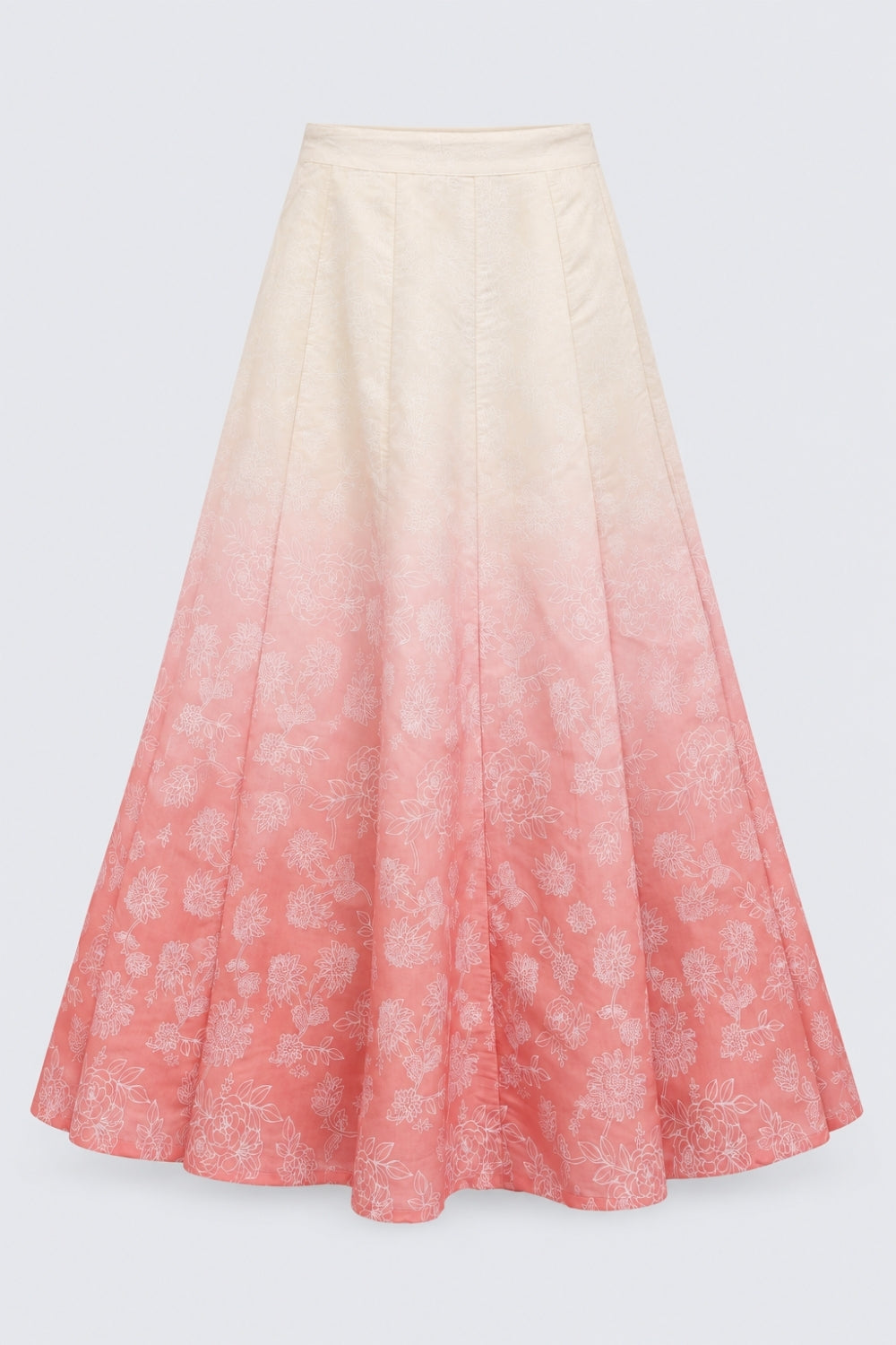 Womens Pink Ombre Floral Chanderi Skirt - Image 7