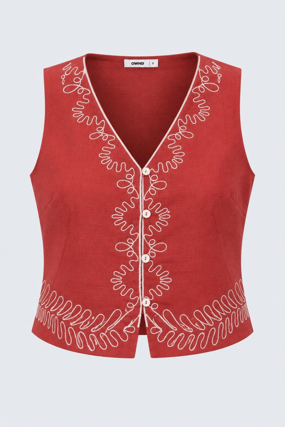 Womens Rust Embroidered Sleeveless Crop Top - Image 7
