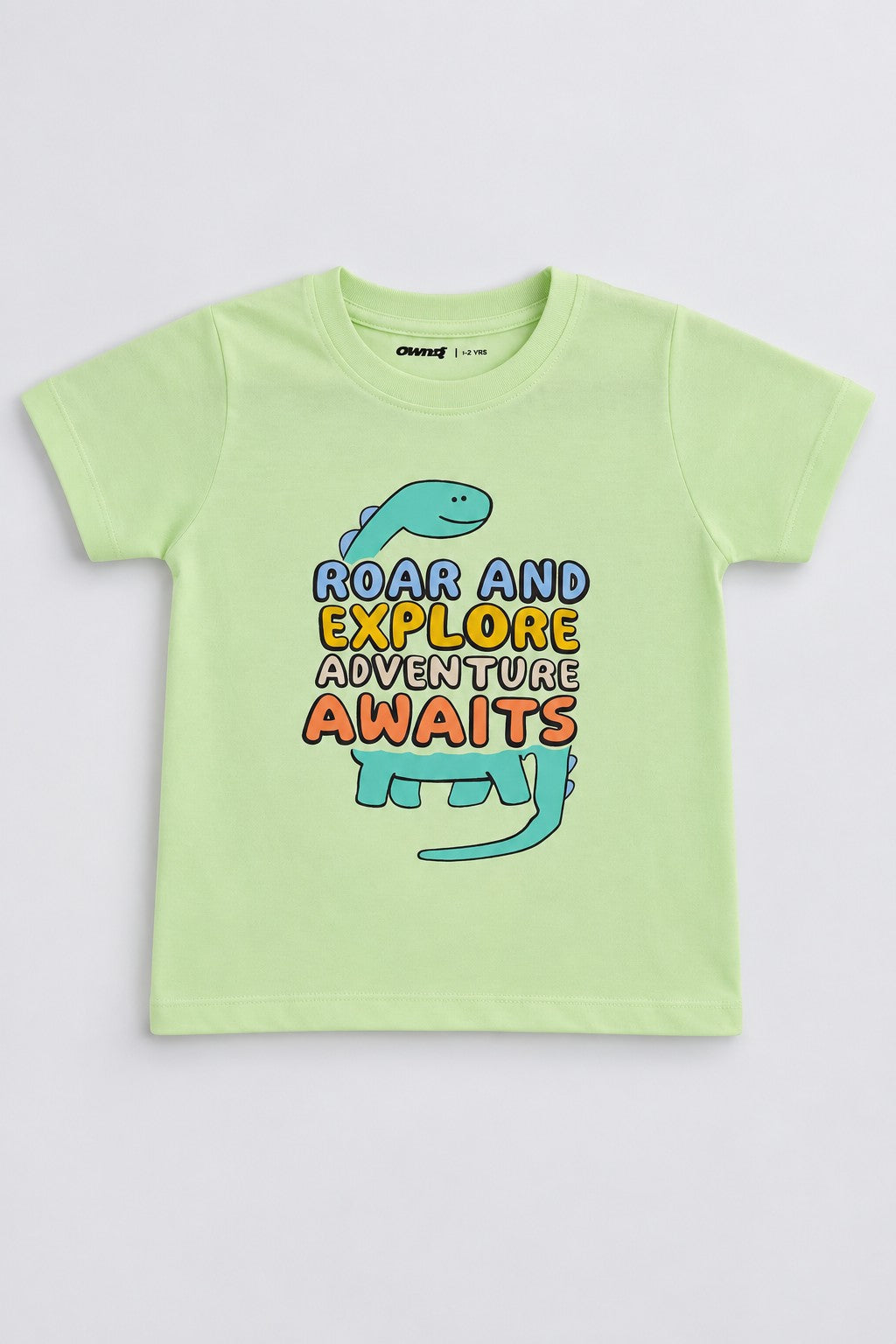 Lime Placement Printed Cotton Round Neck Boys Regular Fit Co-ord Sets - Image 2