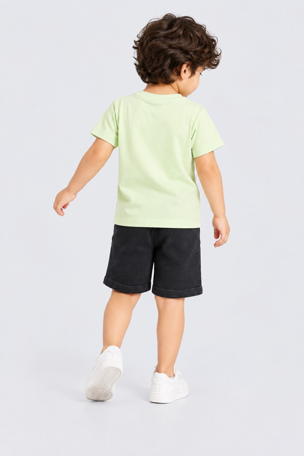 Lime Placement Printed Cotton Round Neck Boys Regular Fit Co-ord Sets - Image 4