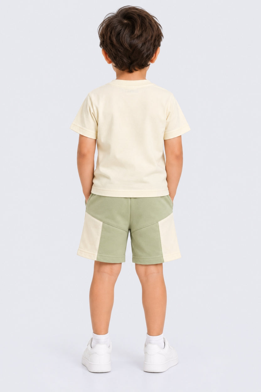 Boys Regular Fit Green Colourblocked Co-ord Set - Image 4