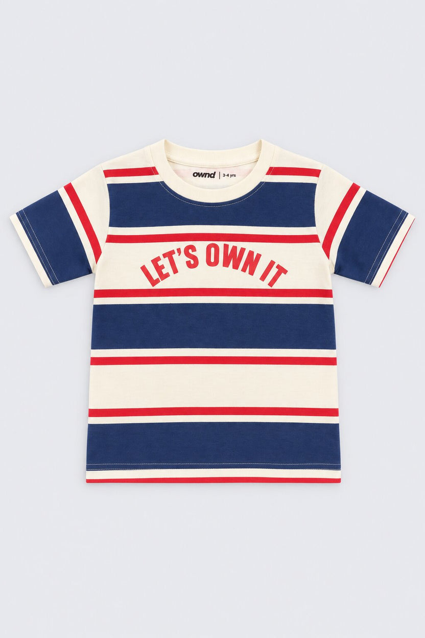 Boys Regular Fit Navy Striped Co-ord Set - Image 2