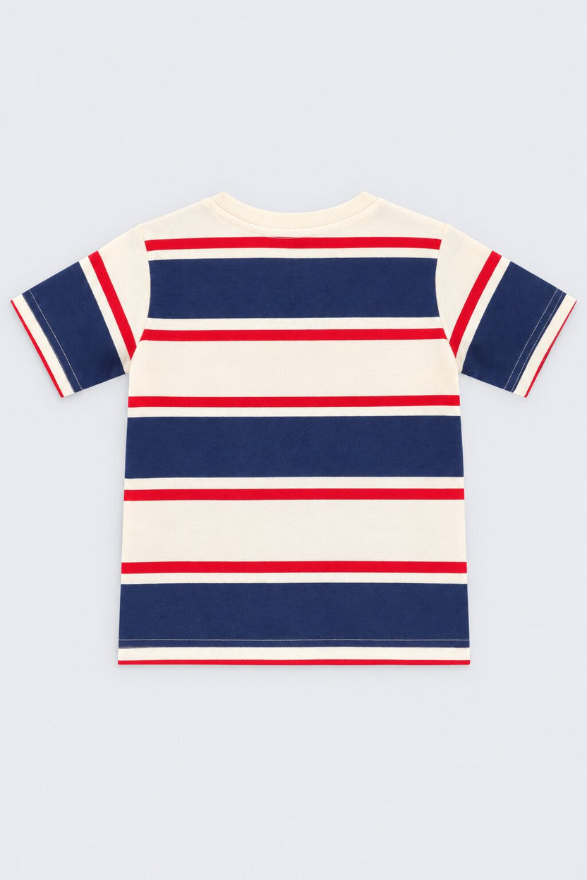 Boys Regular Fit Navy Striped Co-ord Set - Image 3