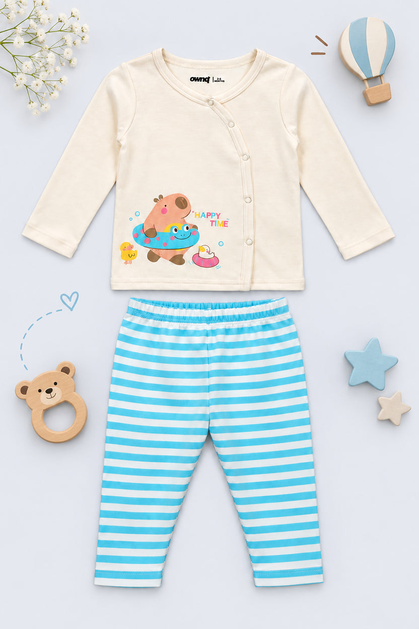 Infant Girls Light Blue Graphic Print Co-ord Set - Image 1