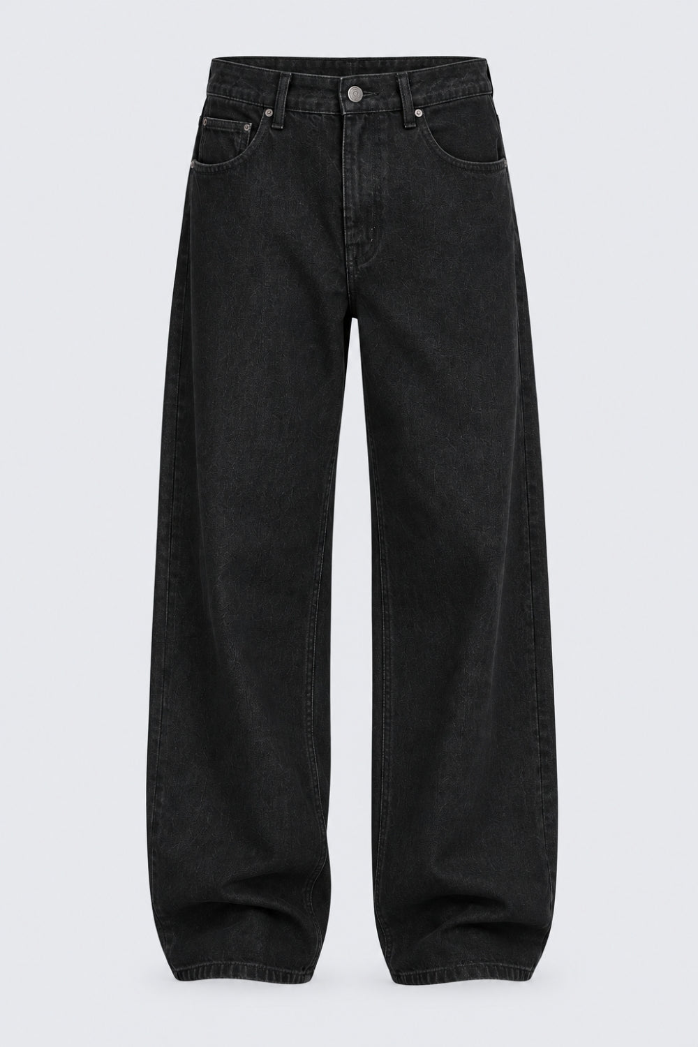 Mens Black Barrel Fit Washed Jeans - Image 7