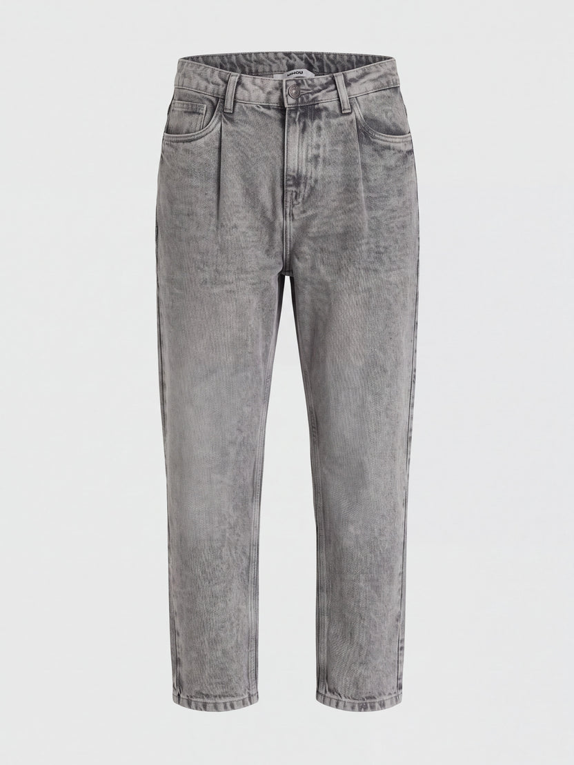 Mens Grey Tapered Fit Solid Jeans - Image 7