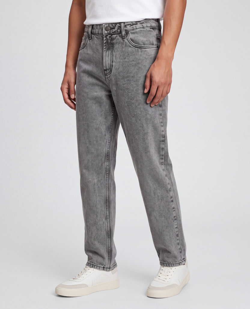 Mens Charcoal Regular Fit Solid Jeans - Image 4