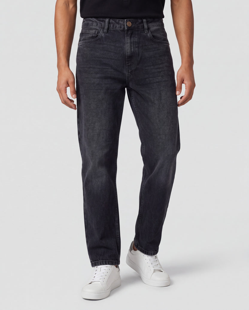Mens Grey Straight Fit Solid Jeans - Image 2