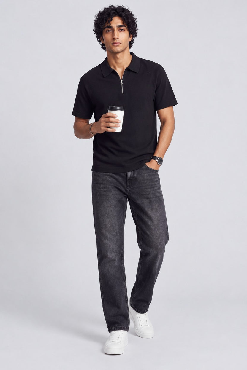 Mens Grey Straight Fit Solid Jeans - Image 6