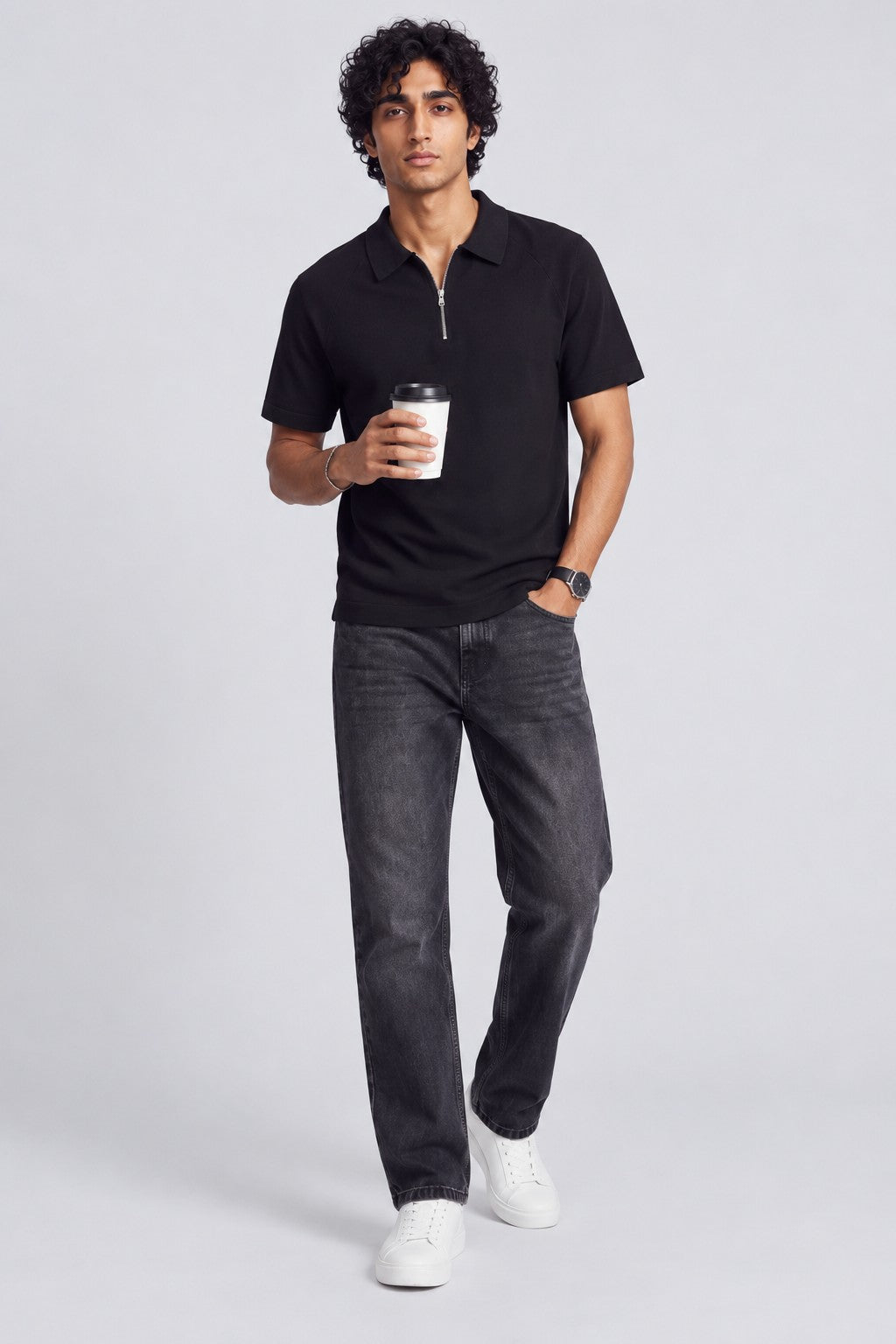 Mens Grey Straight Fit Solid Jeans - Image 6