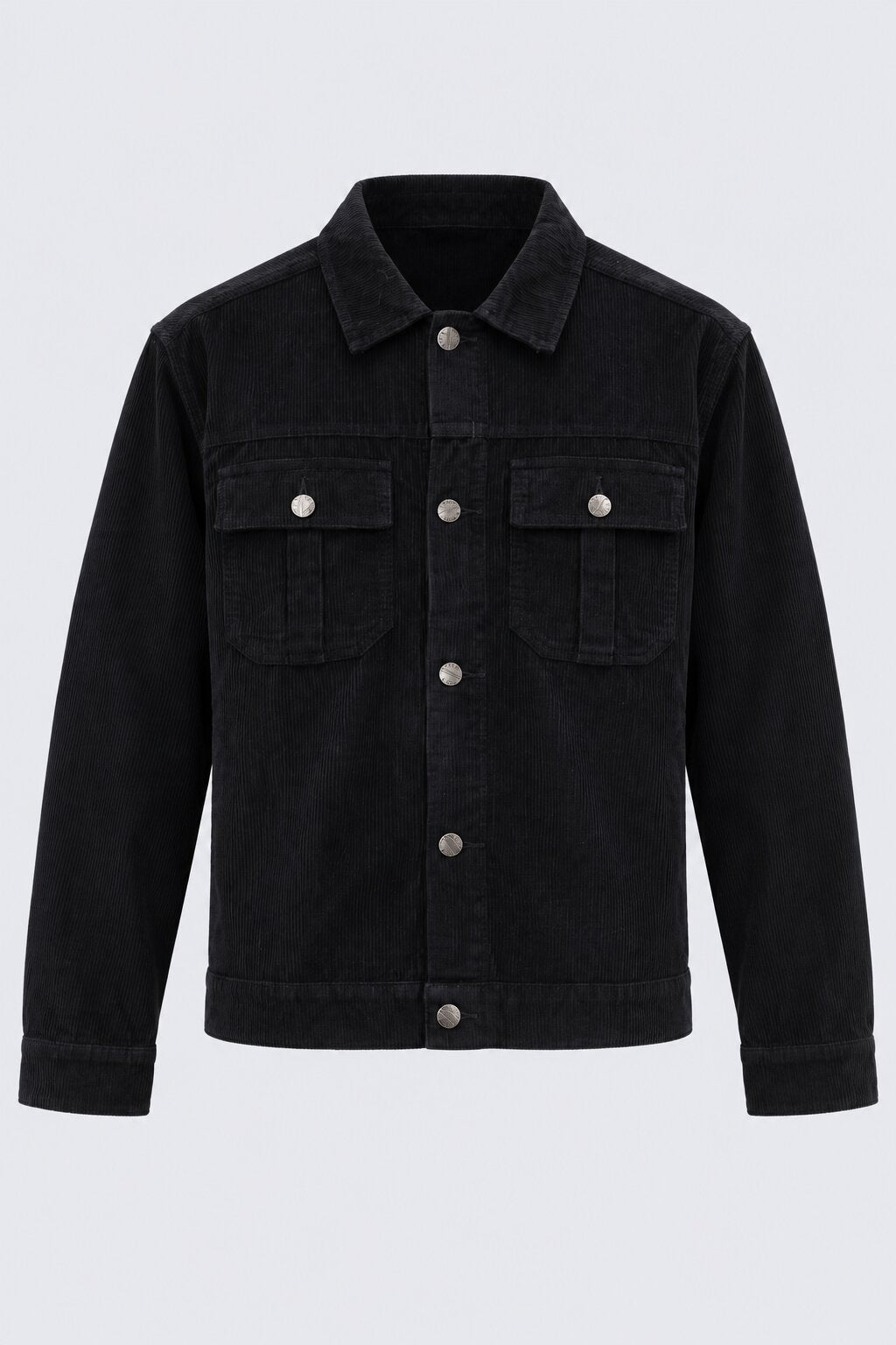 Mens Black Regular Fit Textured Corduroy Jacket - Image 7