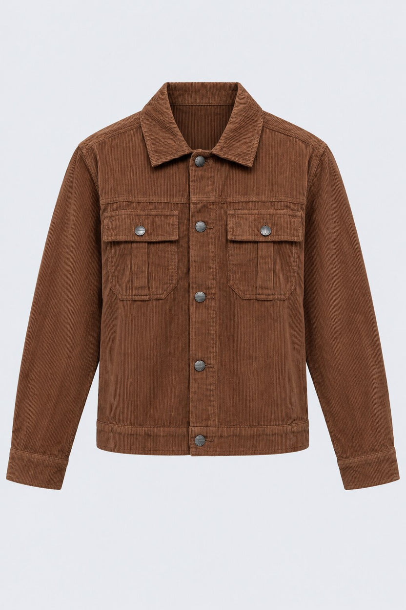 Mens Tan Regular Fit Textured Corduroy Jacket - Image 7