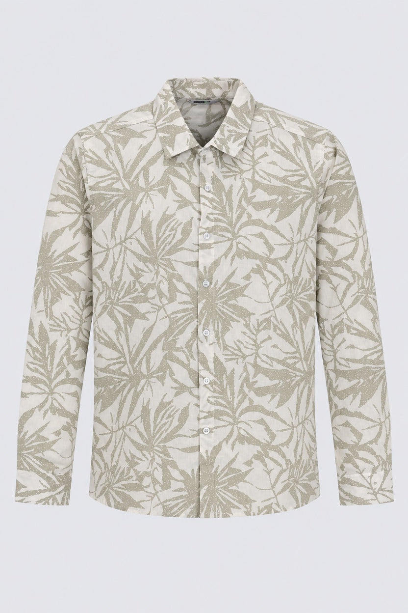 Mens Green Regular Fit Tropical Print Casual Shirt - Image 7