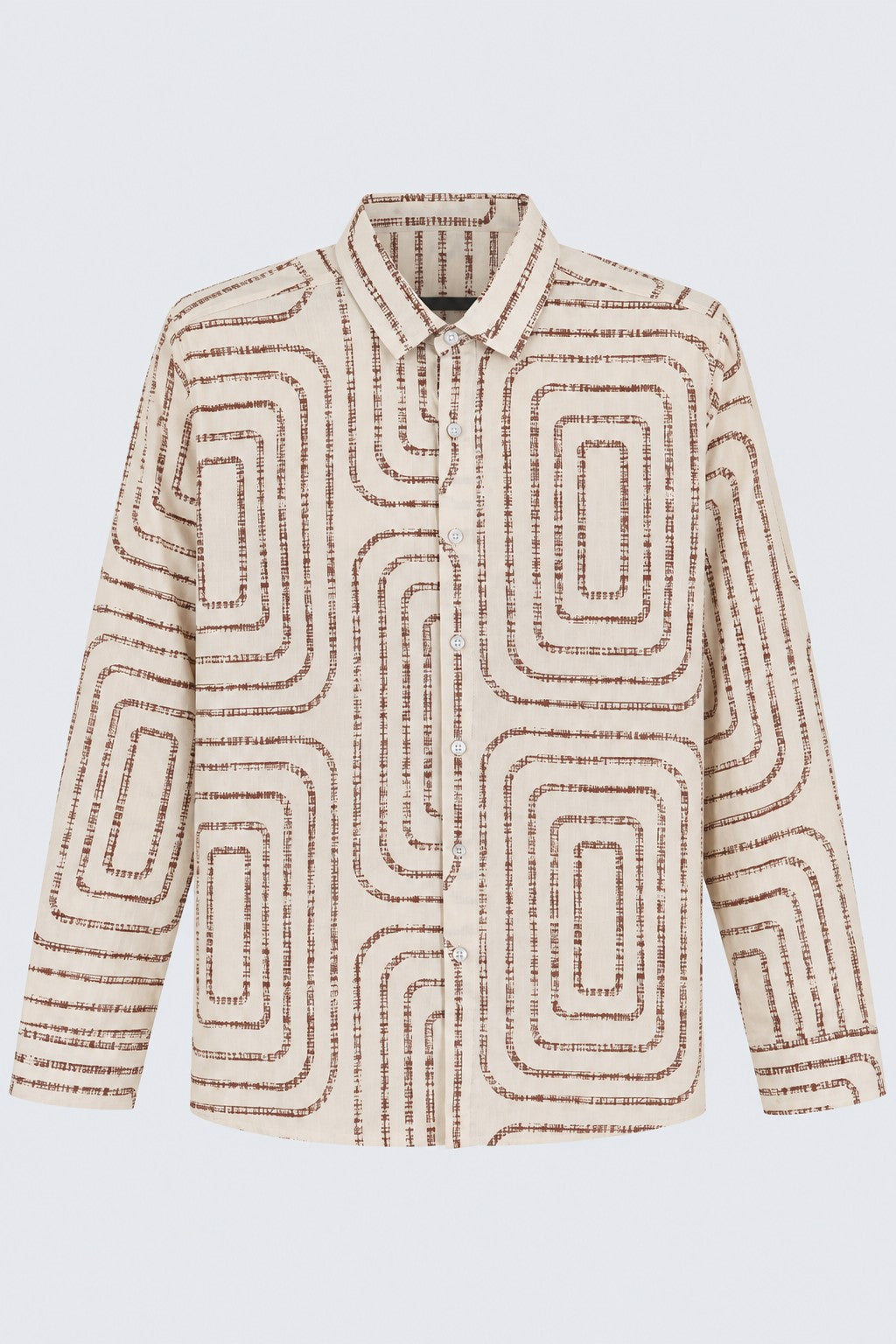 Mens Beige Regular Fit Abstract Print Casual Shirt - Image 7