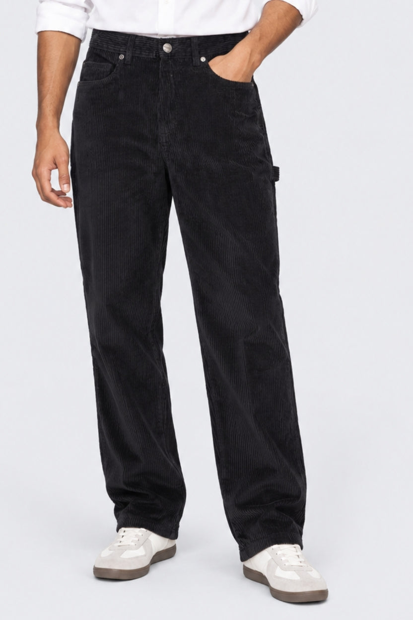 Mens Black Relaxed Fit Corduroy Trouser - Image 2