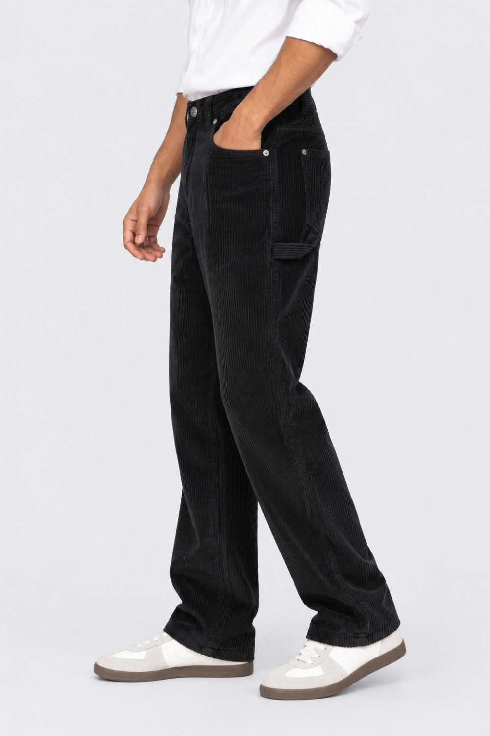 Mens Black Relaxed Fit Corduroy Trouser - Image 4