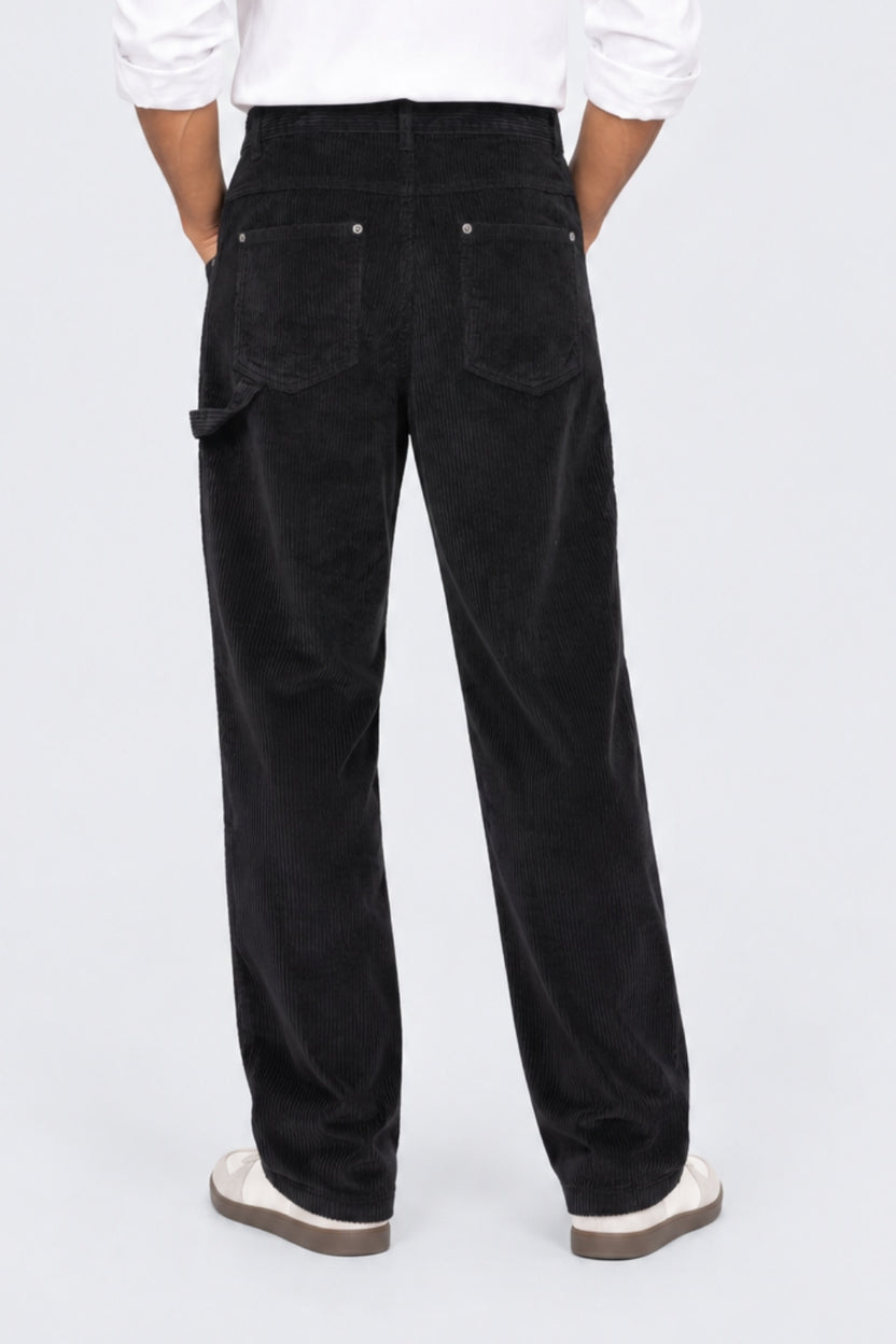 Mens Black Relaxed Fit Corduroy Trouser - Image 5