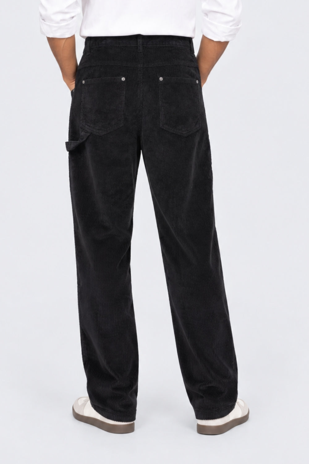 Mens Black Relaxed Fit Corduroy Trouser - Image 5