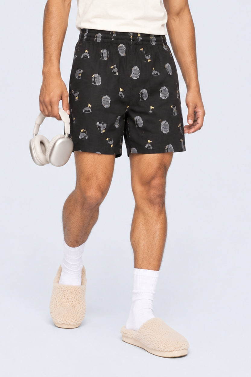 Mens Charcoal Regular Fit Printed Boxer - Image 1