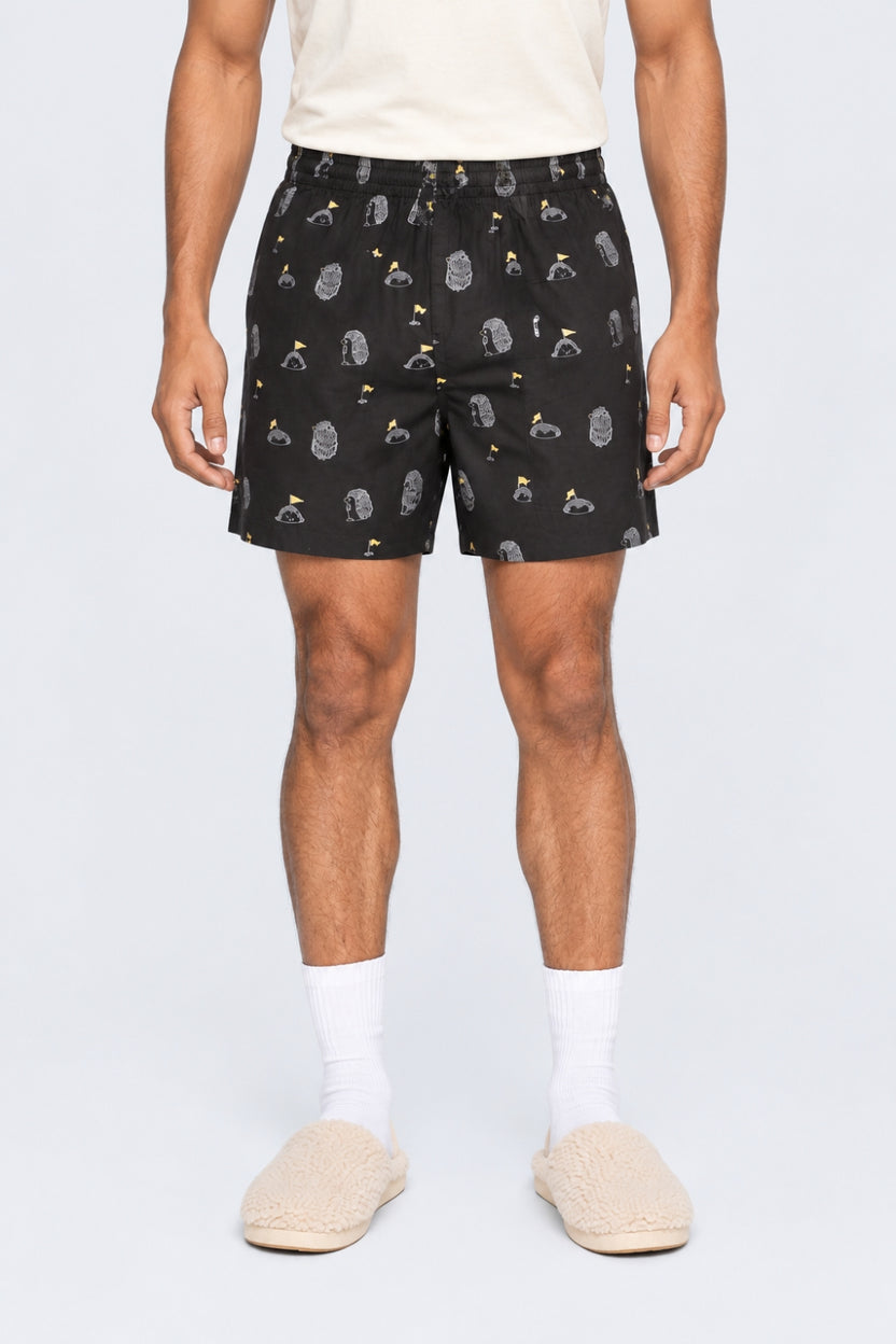 Mens Charcoal Regular Fit Printed Boxer - Image 2