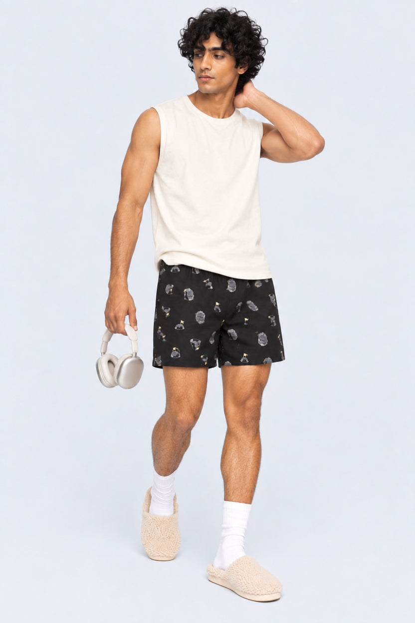 Mens Charcoal Regular Fit Printed Boxer - Image 6