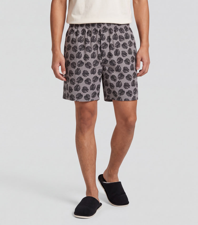 Mens Grey Regular Fit Tropical Print Boxer - Image 2