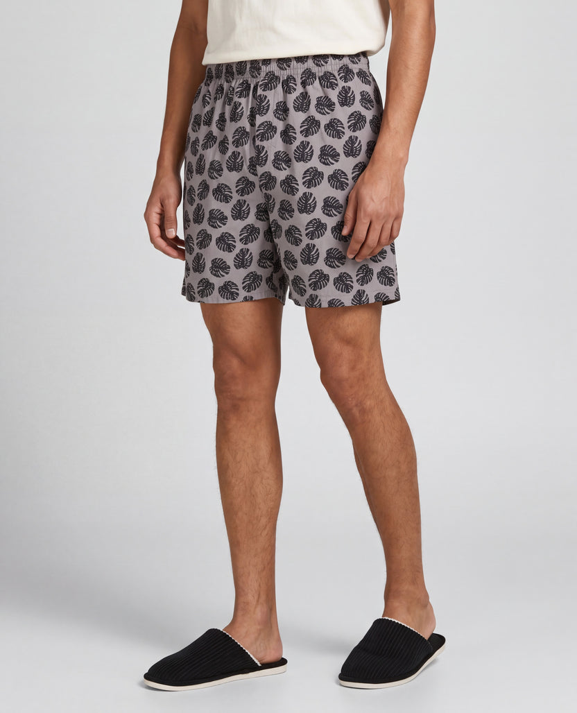Mens Grey Regular Fit Tropical Print Boxer - Image 4