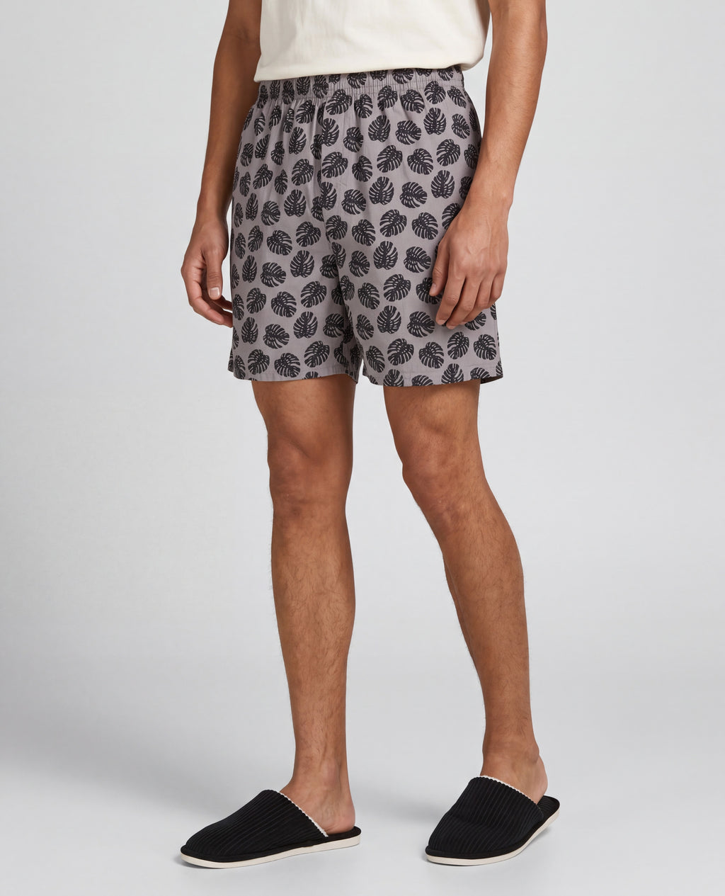 Mens Grey Regular Fit Tropical Print Boxer - Image 4