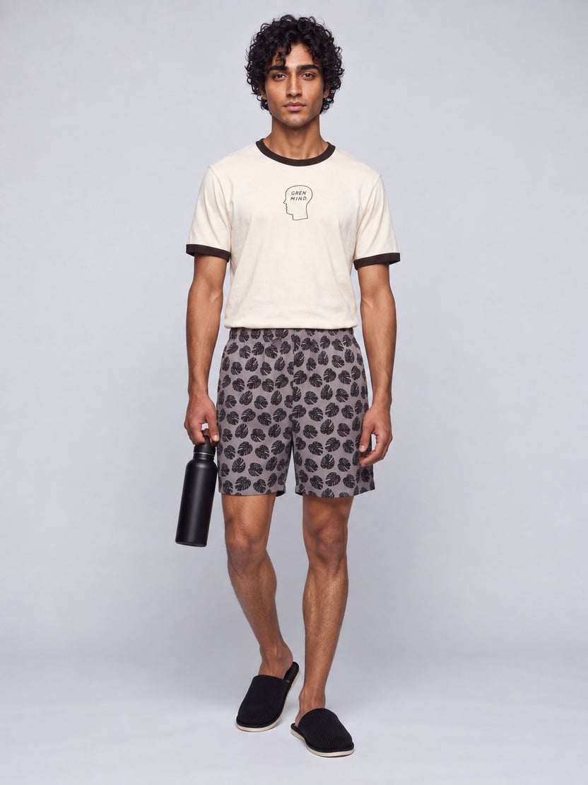 Mens Grey Regular Fit Tropical Print Boxer - Image 6