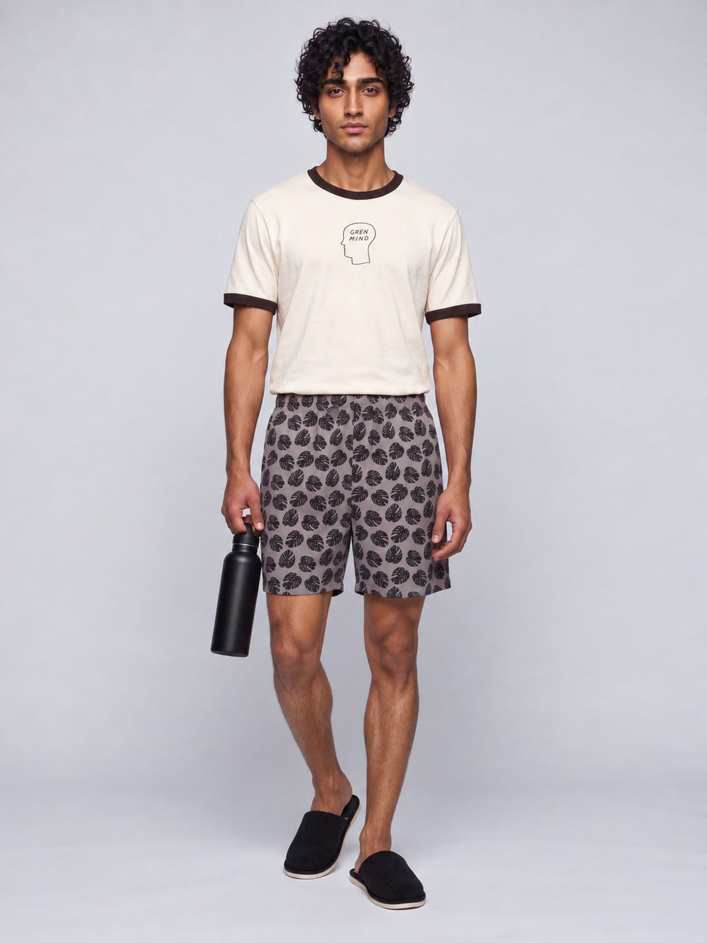 Mens Grey Regular Fit Tropical Print Boxer - Image 6