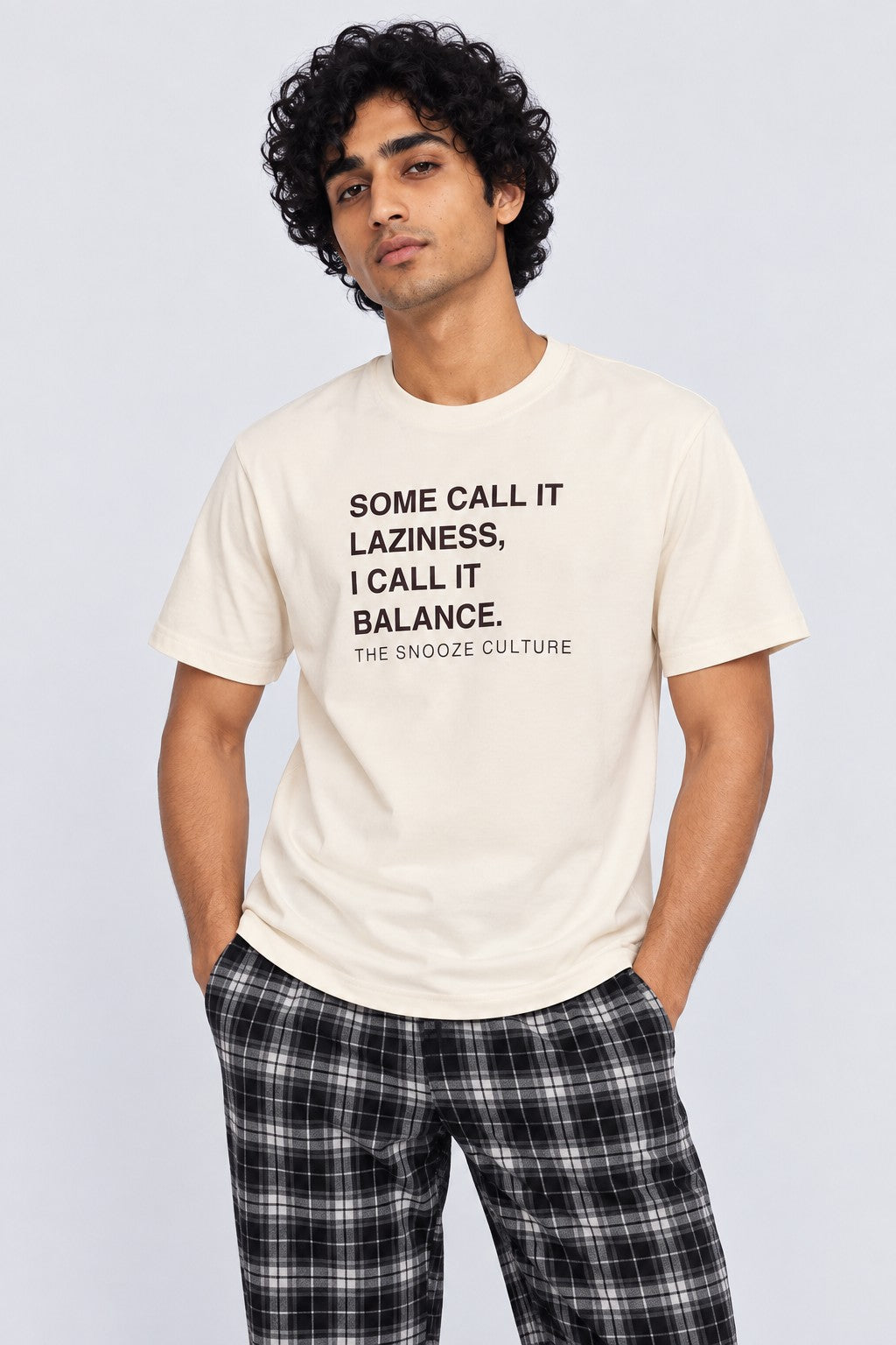 Mens Off White Regular Fit Typographic Print T-Shirt - Image 2