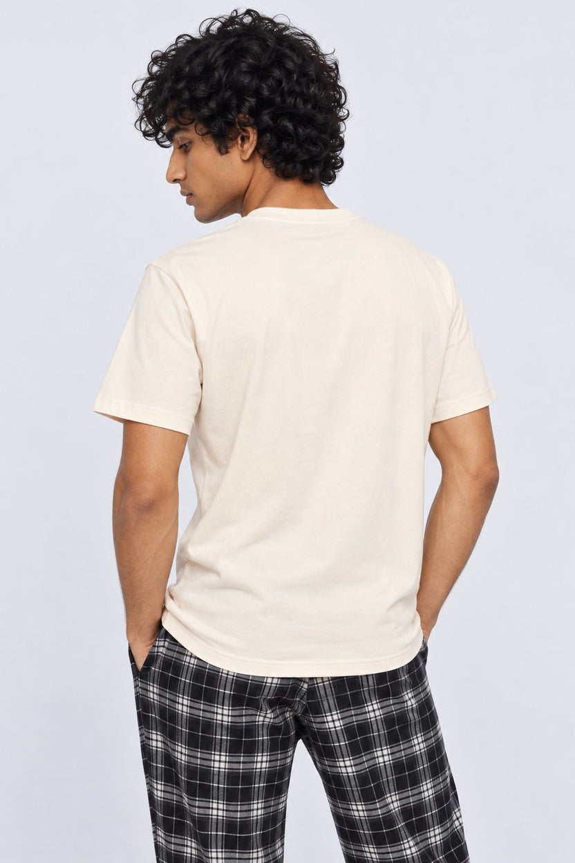 Mens Off White Regular Fit Typographic Print T-Shirt - Image 5