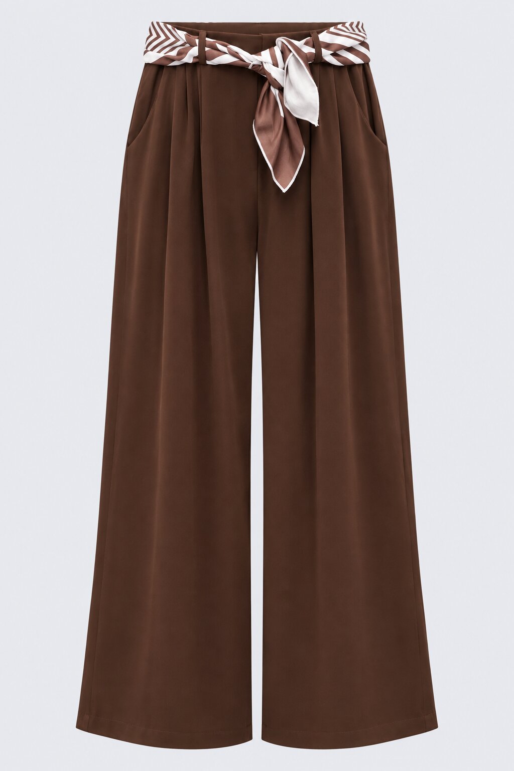 Womens Brown Wide Leg Tie Waist Pant - Image 7