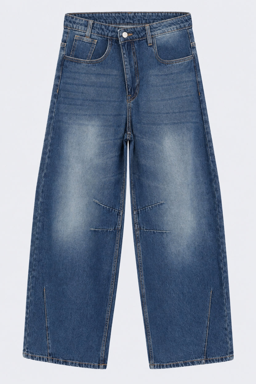 Womens Blue Wide Leg Washed Jeans - Image 7