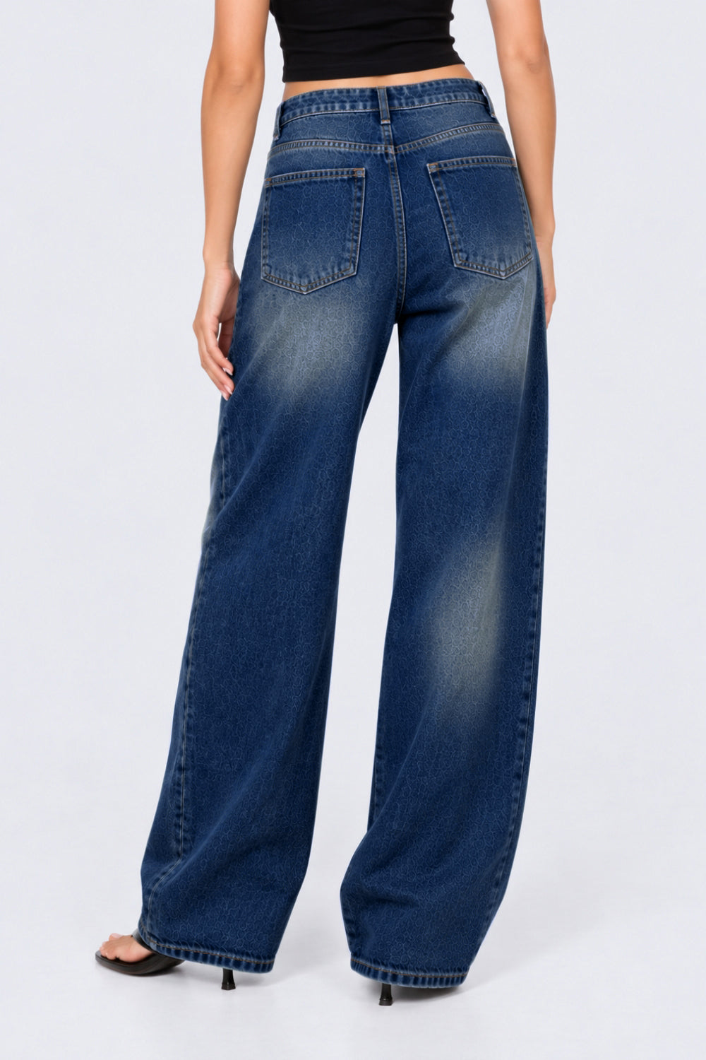 Womens Wide Leg Fit Navy Solid Jeans - Image 5