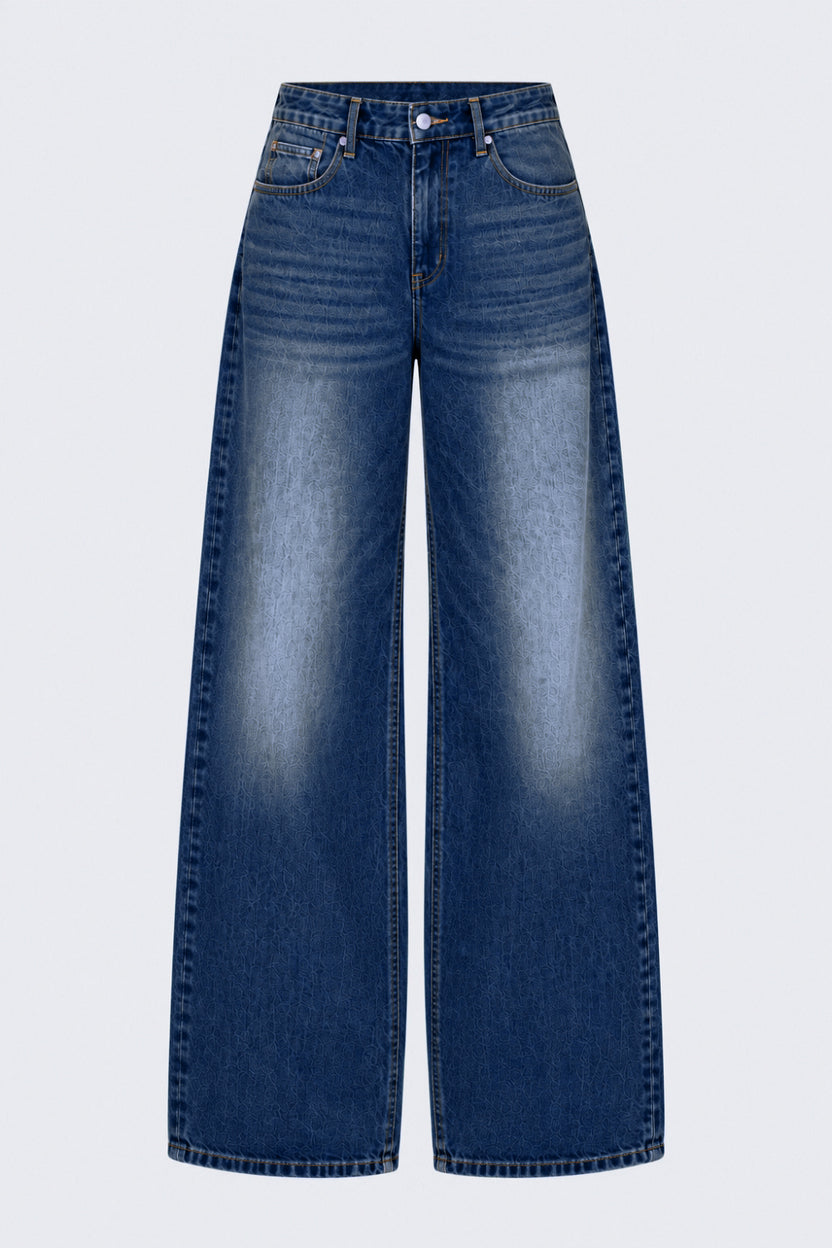 Womens Wide Leg Fit Navy Solid Jeans - Image 7