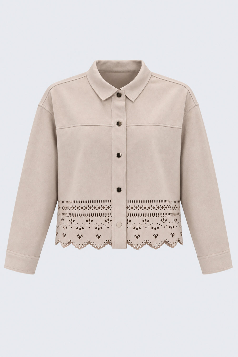 Womens Cream Cut-Work Suede Jacket - Image 7