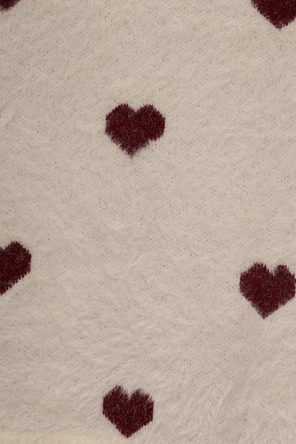 Womens Cream Heart Pattern Fuzzy Sweater - Image 8