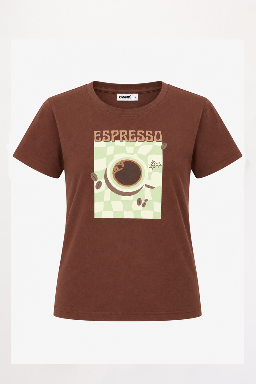 Womens Brown Cotton Regular Fit T-Shirt - Image 7